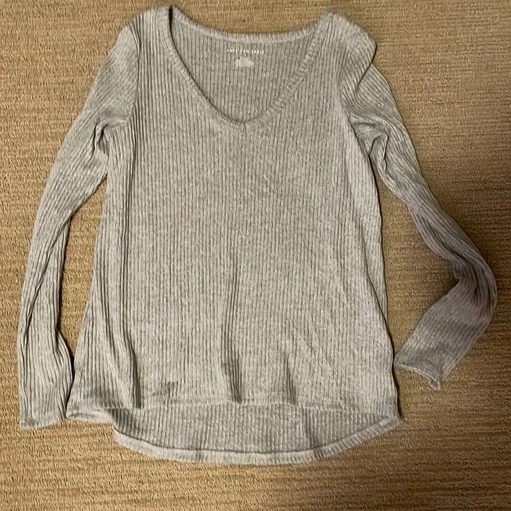 American eagle soft v-neck sweater, light grey , size small